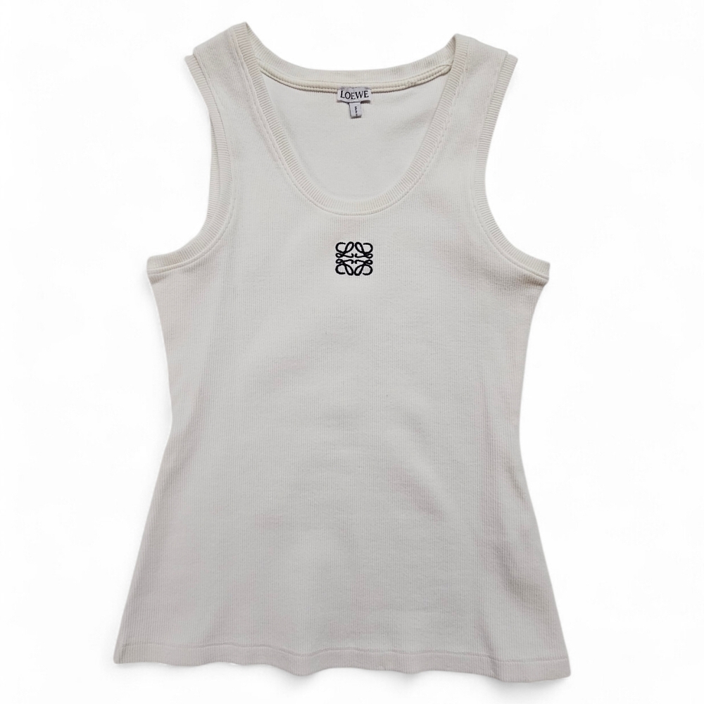 Loewe Anagram Ribbed Knit Tank Top In White Women's Size Medium - Picture 2 of 10